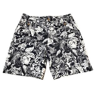 Ralph Lauren Women’s Shorts Size 2 Summer Outdoor Cotton Navy & White Paisley